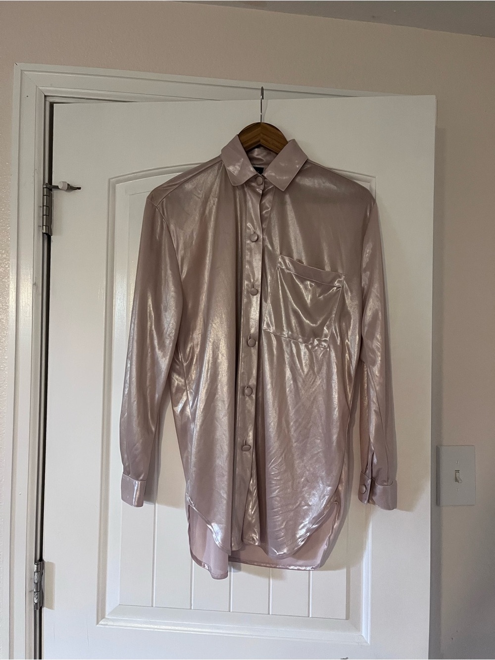 Gianna • Pink Satin Dress Shirt